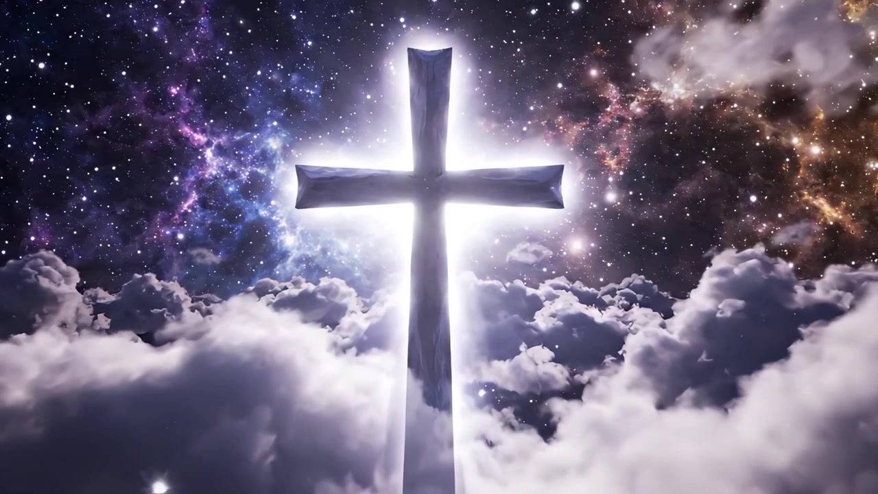 Christian Cross Heavenly Light Worship Background 4K