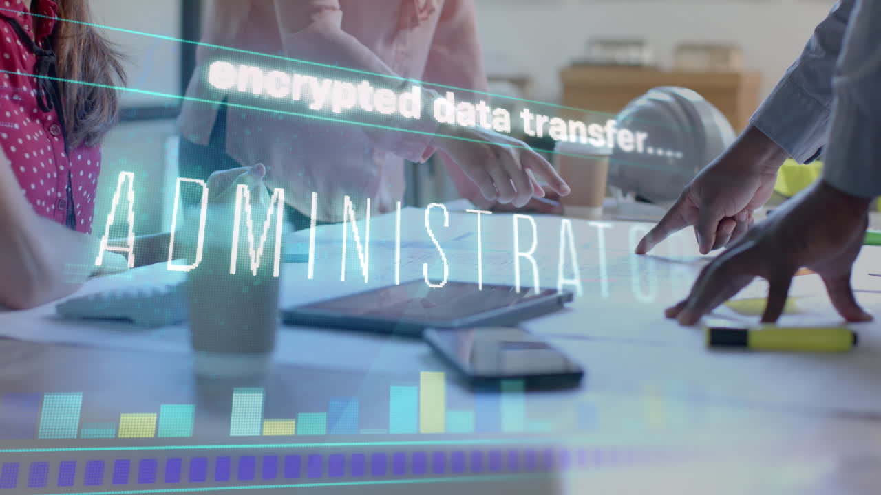 다양한 아키텍트들이 회의에서 청사진을 논의하는 데이터 보안 메시지