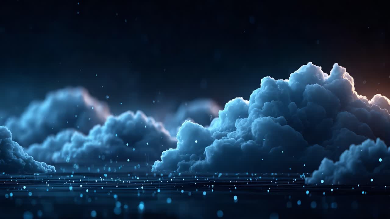 A Stunning Visual Journey Through Ethereal Clouds Illuminated by Soft Light, Creating a Dreamlike Atmosphere with Sparkling Particles and a Mystical Ambiance