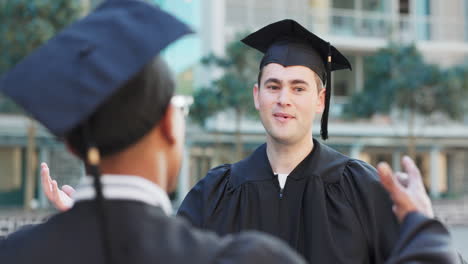 graduation, friends hug and happy people