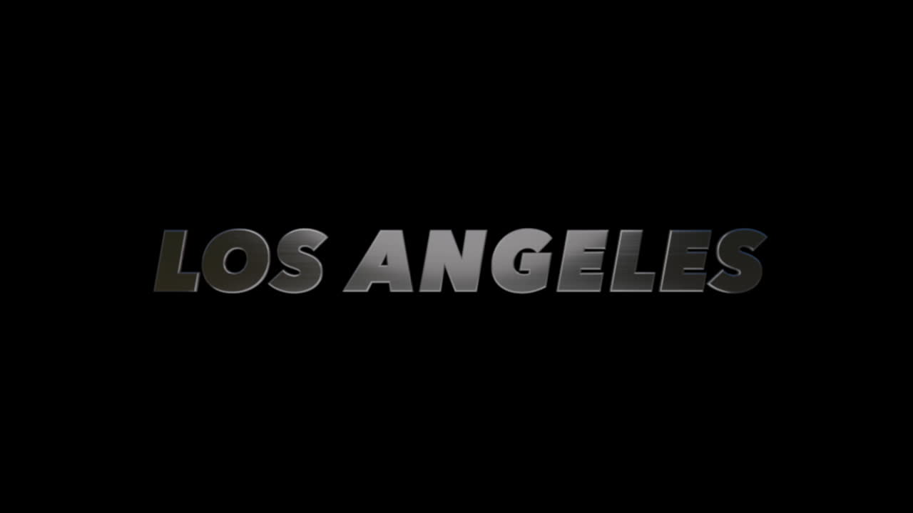 Los Angeles USA, grafica 3D con riempimento e alfa, effetto testo girevole con testo in acciaio spazzolato