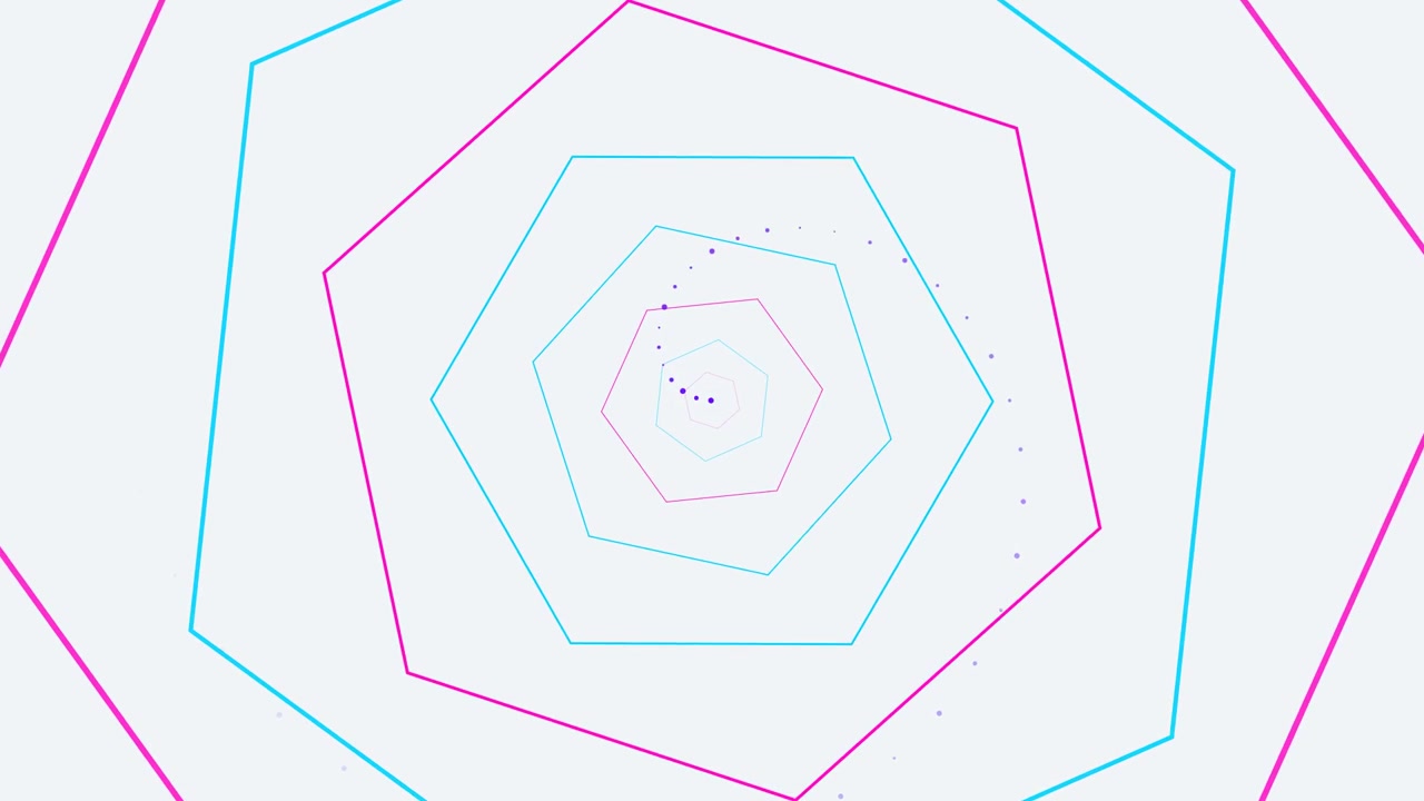 Abstract Motion Background with Rotating Neon Hexagons
