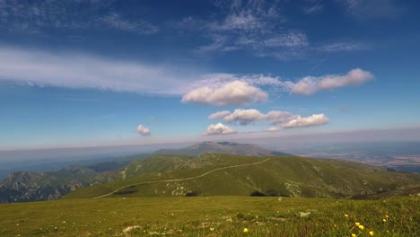 stunning mountain landscape with blue sky and clouds