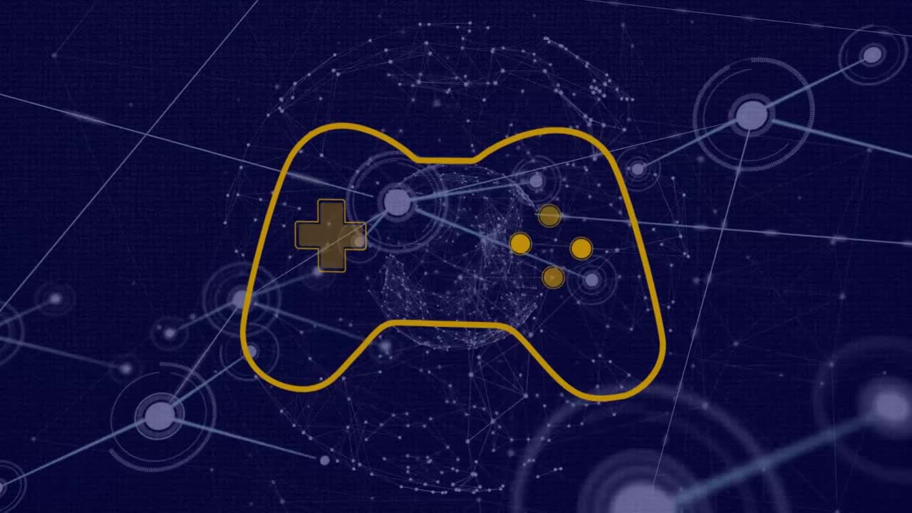 Animation of padlock icon over network of connections and globe on black background