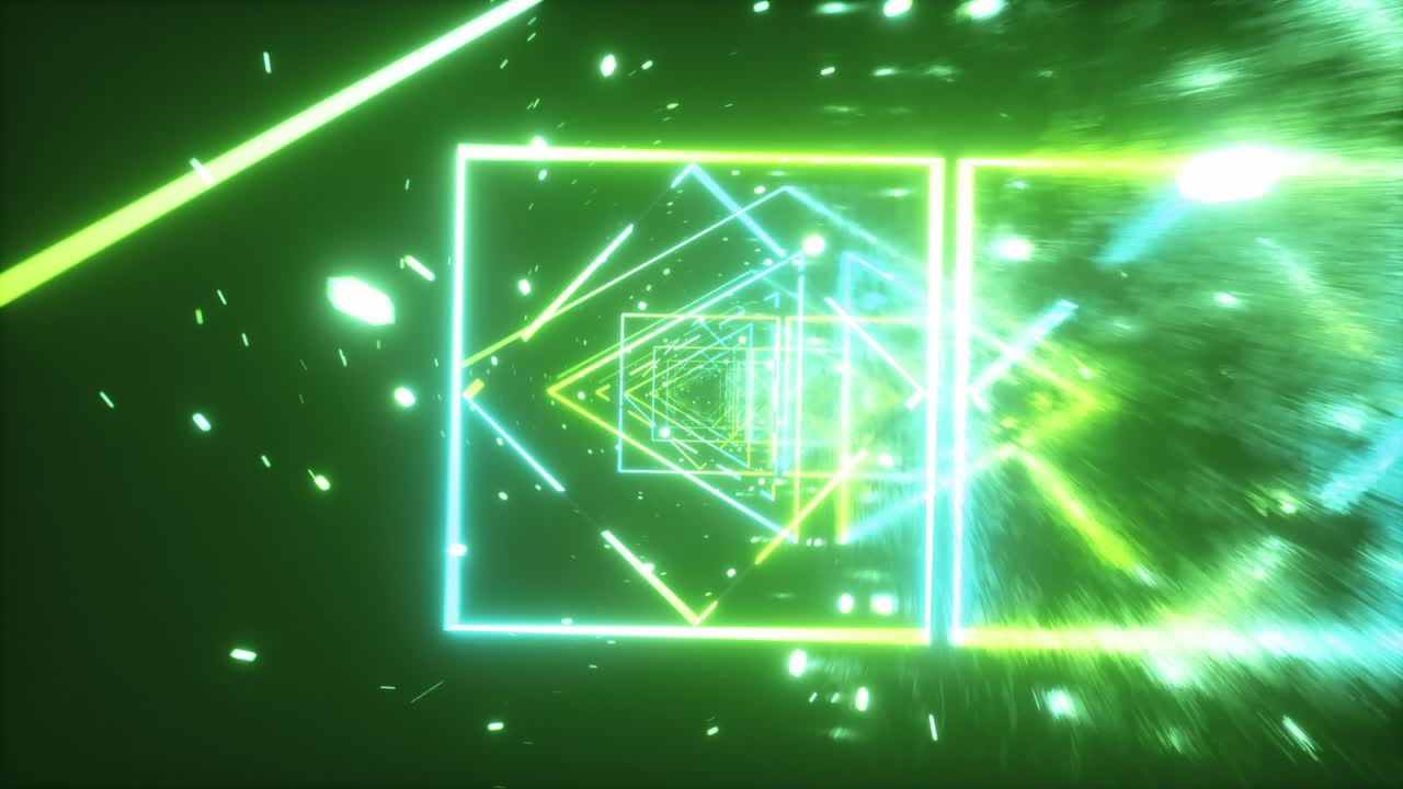 네온 삼각형 터널 비주얼