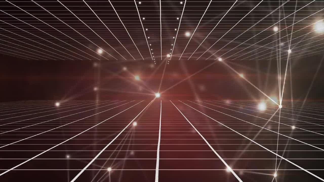 그리드 위에서 회전하는 연결 네트워크의 애니메이션