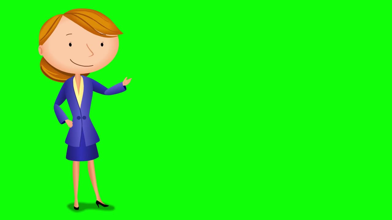 una mujer de negocios en traje explicando algo.