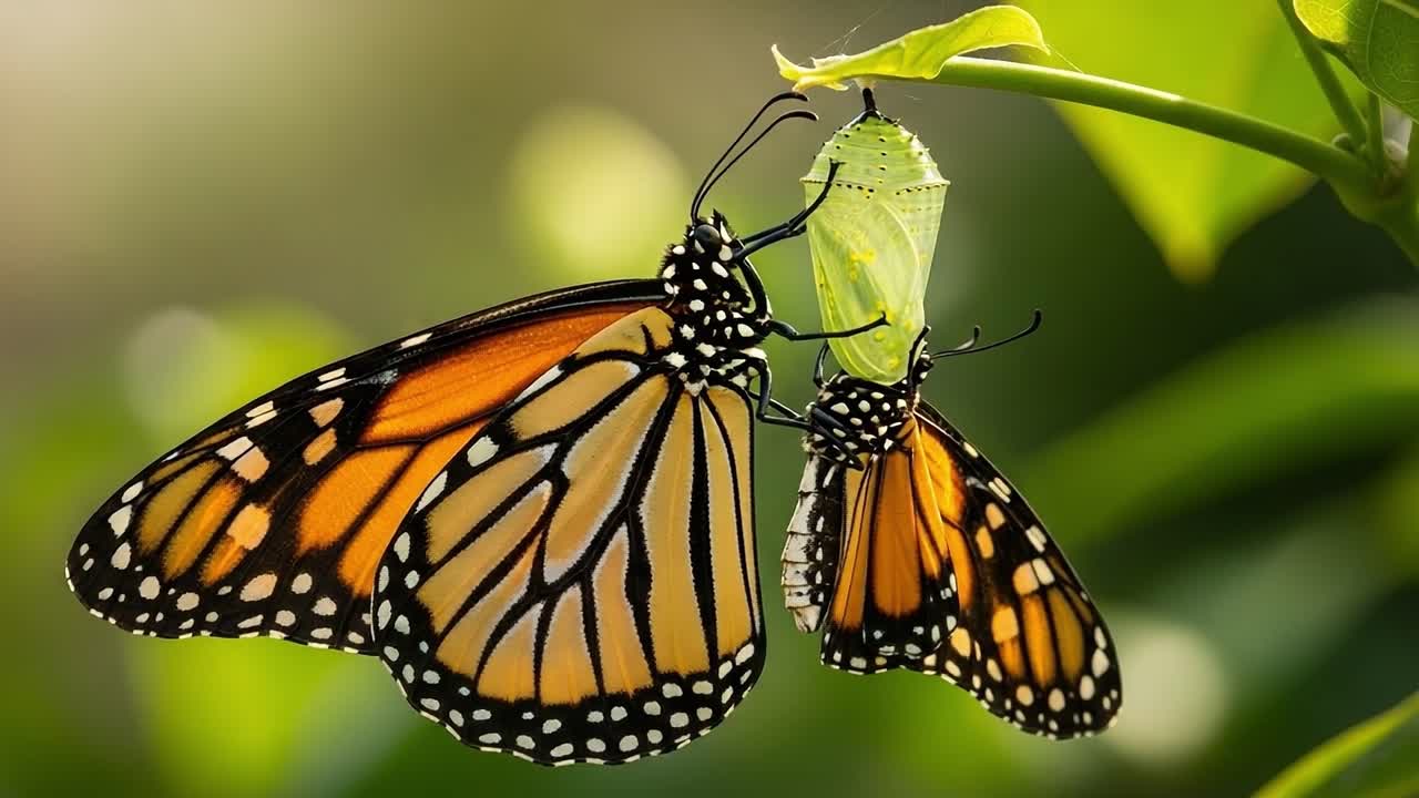 The Transformation Journey of Monarch Butterflies: Witnessing Metamorphosis from Caterpillar to Beautiful Winged Creatures in Nature's Embrace