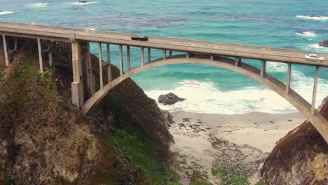 drone aerial footage of big sur and rocky creek bridge in west california