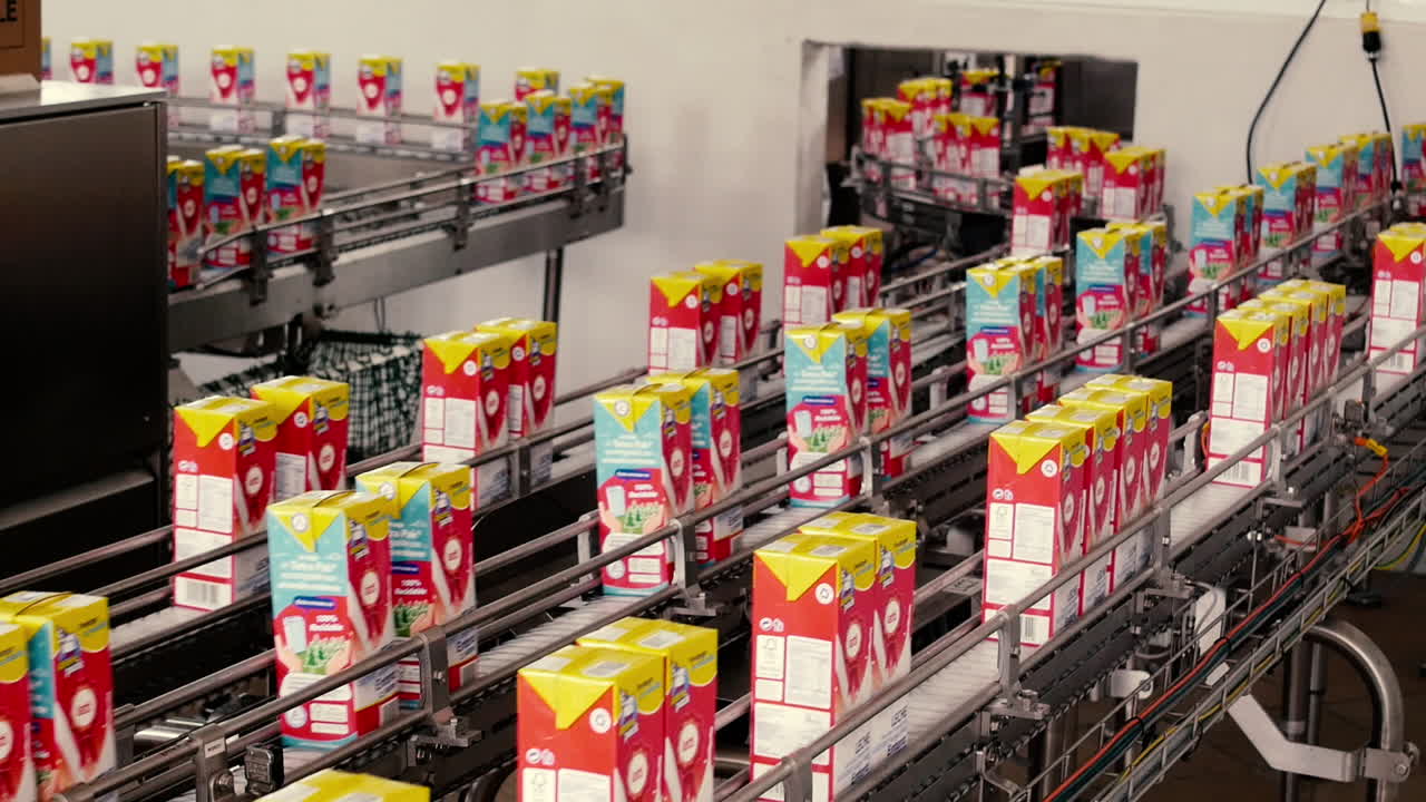 우유 공장에서 우유 생산