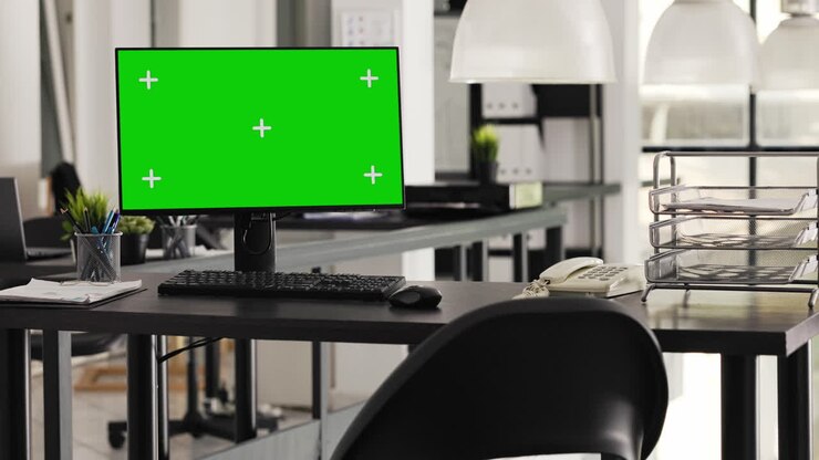 Display a schermo verde posto sulla scrivania
