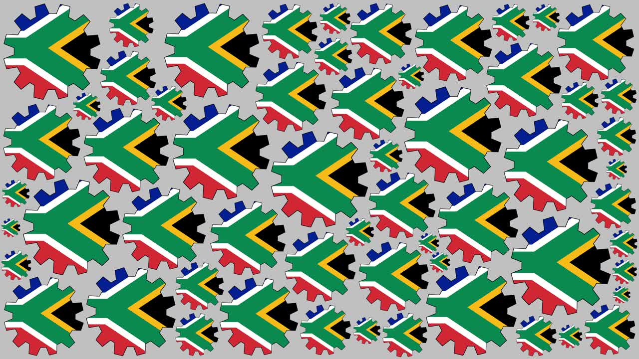 bandiera sudafricana ingranaggi sfondo filante