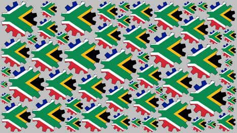 bandera sudafricana engranajes de hilado fondo