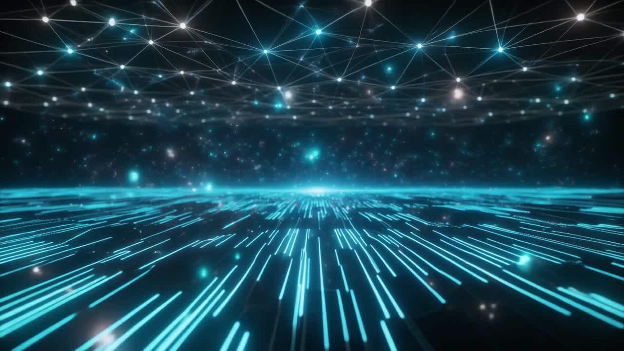 Abstract Digital Network with Flowing Data Lines