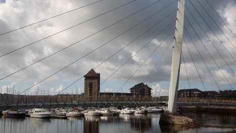 mid shot of swansea marina sale bridge