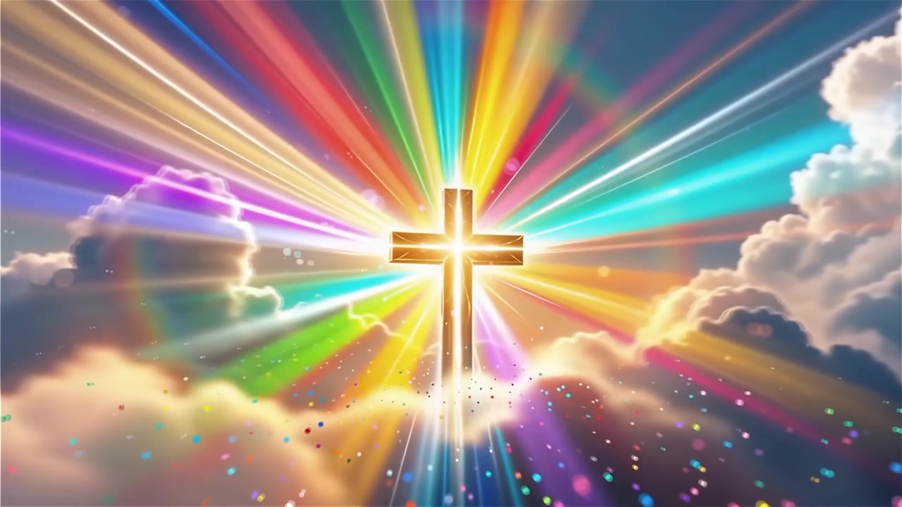Cruz Cristiana con Luz Celestial, Fondo para Adoración.