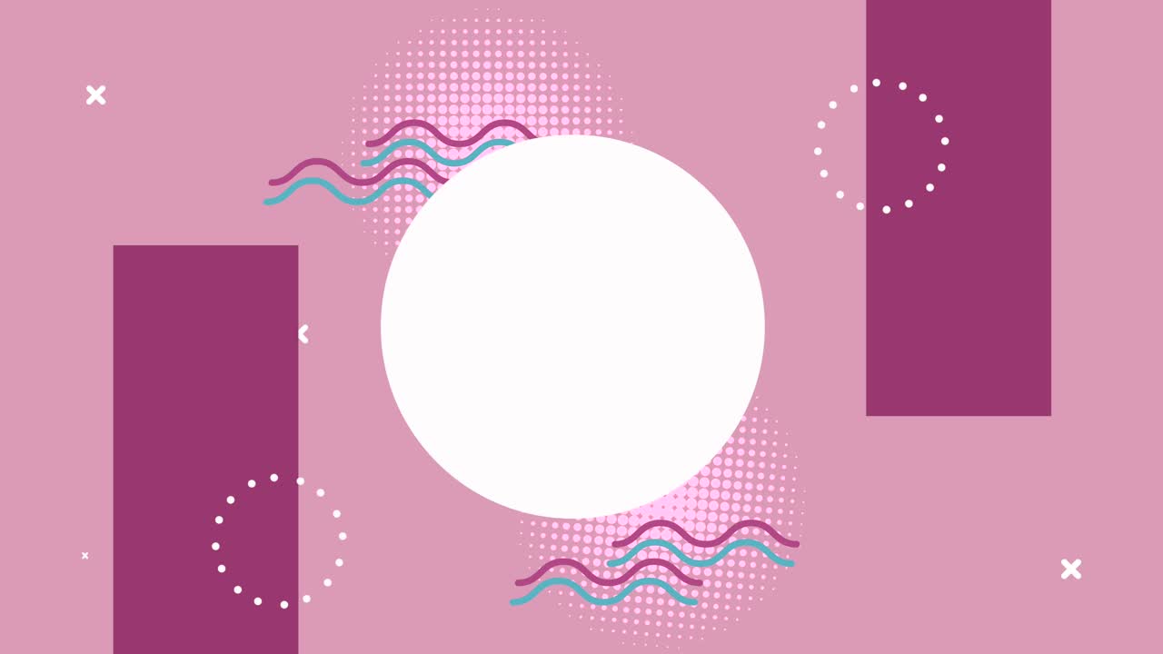 formas y figuras memphis estilo retro en fondo rosa