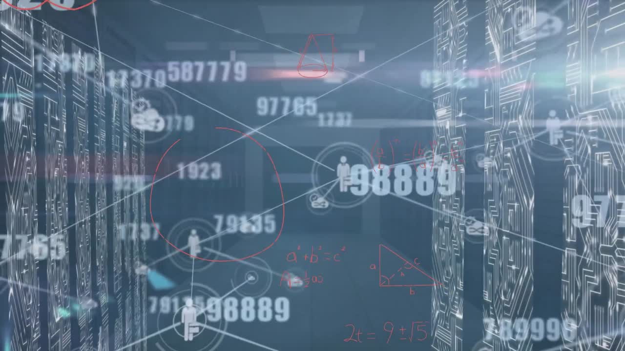 Animation of connections and numbers on navy background