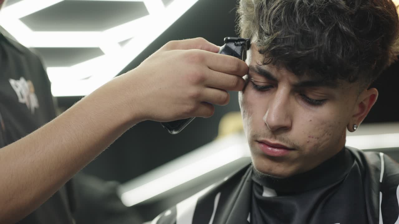 A man gets a haircut