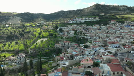 lefkara village, cyprus, hillside houses, lush greenery