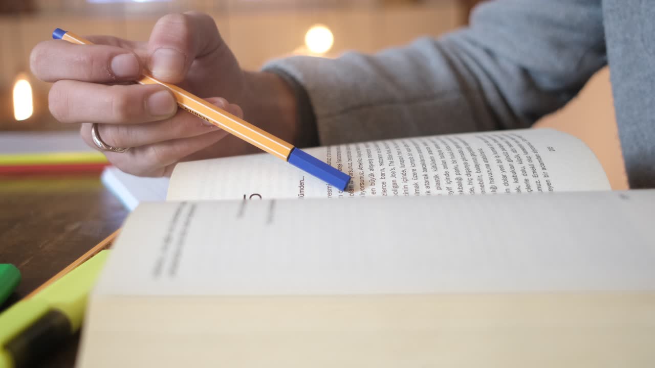 leer una novela con un bolígrafo