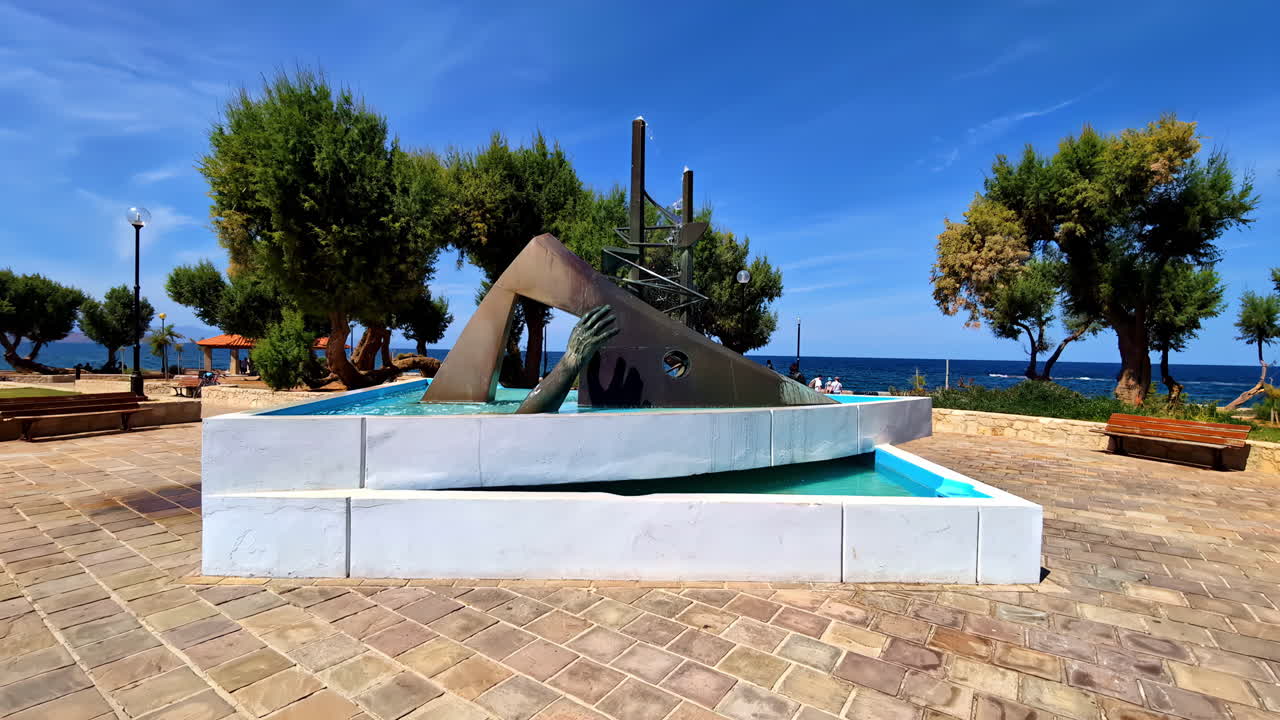 Modern Sculpture Fountain by the Sea