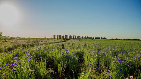 Timelapse-of-tourist-travel-destination-Smiltene-Stonehenge-on-a-sunny-day