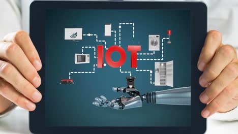 tableta digital que muestra el robot