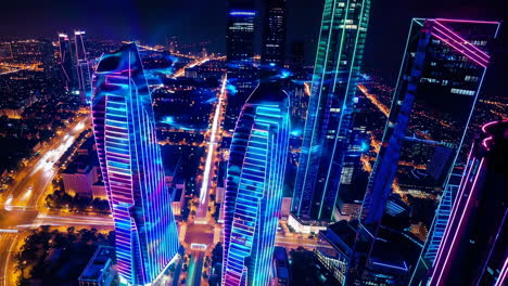 horizonte de la ciudad futurista por la noche