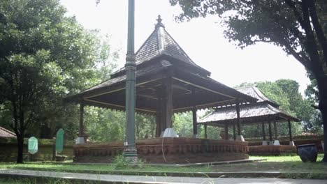 wooden pavilion architecture of the inner court of ancient old palace of keraton kasepuhan cirebon, west java, indonesia-2