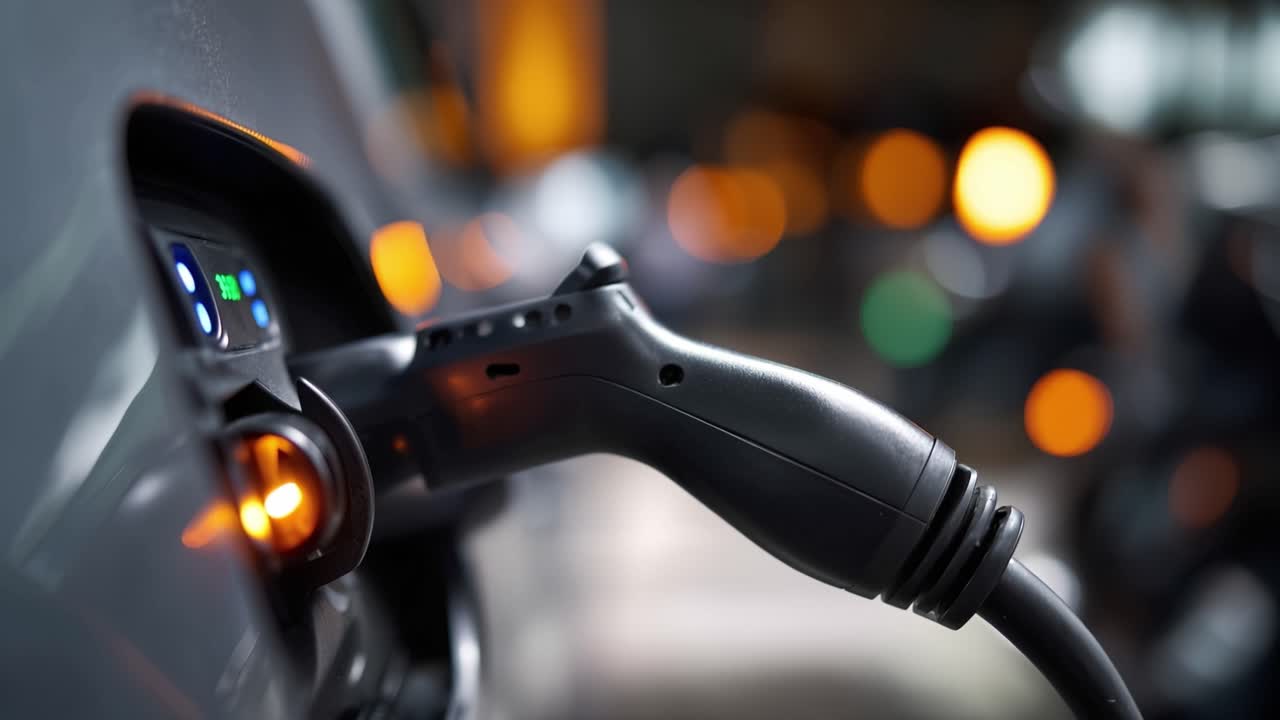 Modern Bir İstasyonda Şarj Edilen Elektrikli Arabanın Yakın Çekimi
