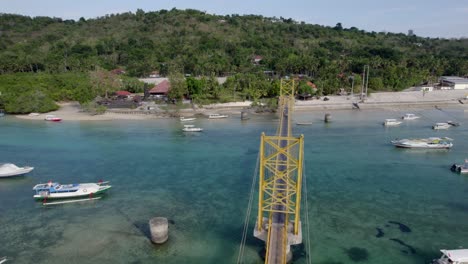 nusa lembongan aerial of the bridge and reef on a hot sunny day