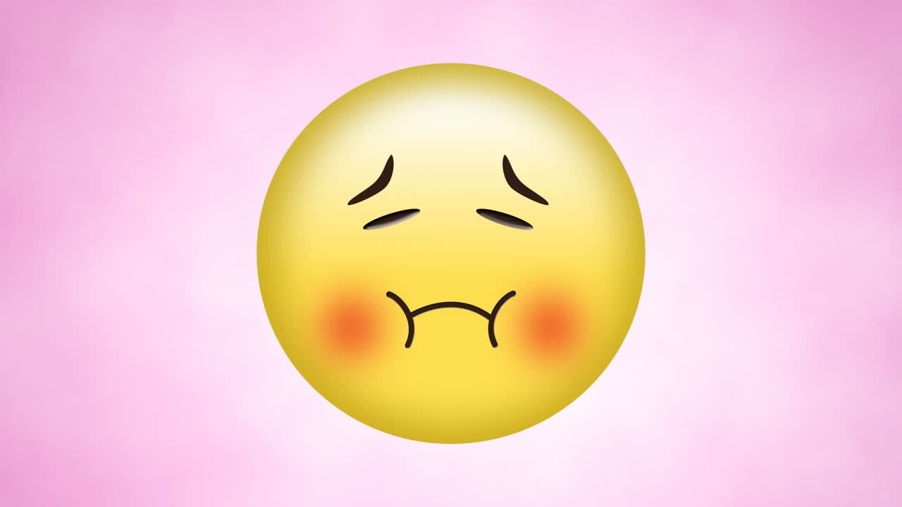 분홍색 배경에 있는 슬픈 이모지 아이콘의 애니메이션