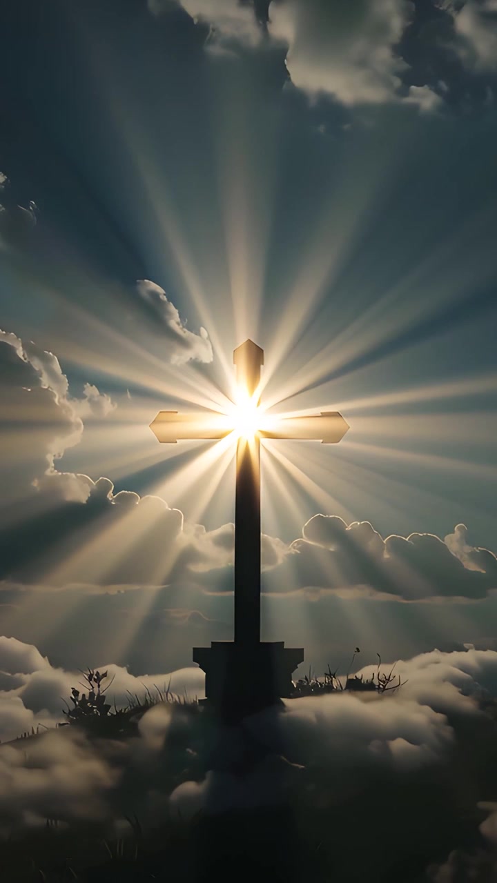 Christian Cross Heavenly Light Worship Background 4K