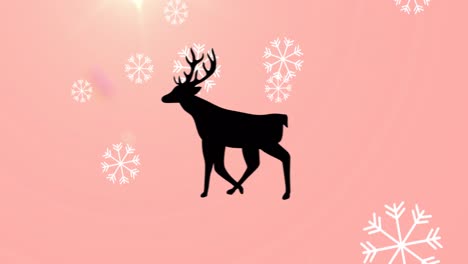 animación de renos sobre la nieve que cae