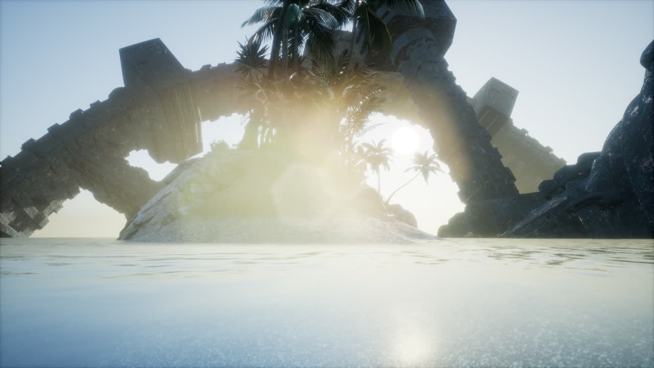 UFO crashed in the ocean near tropical island