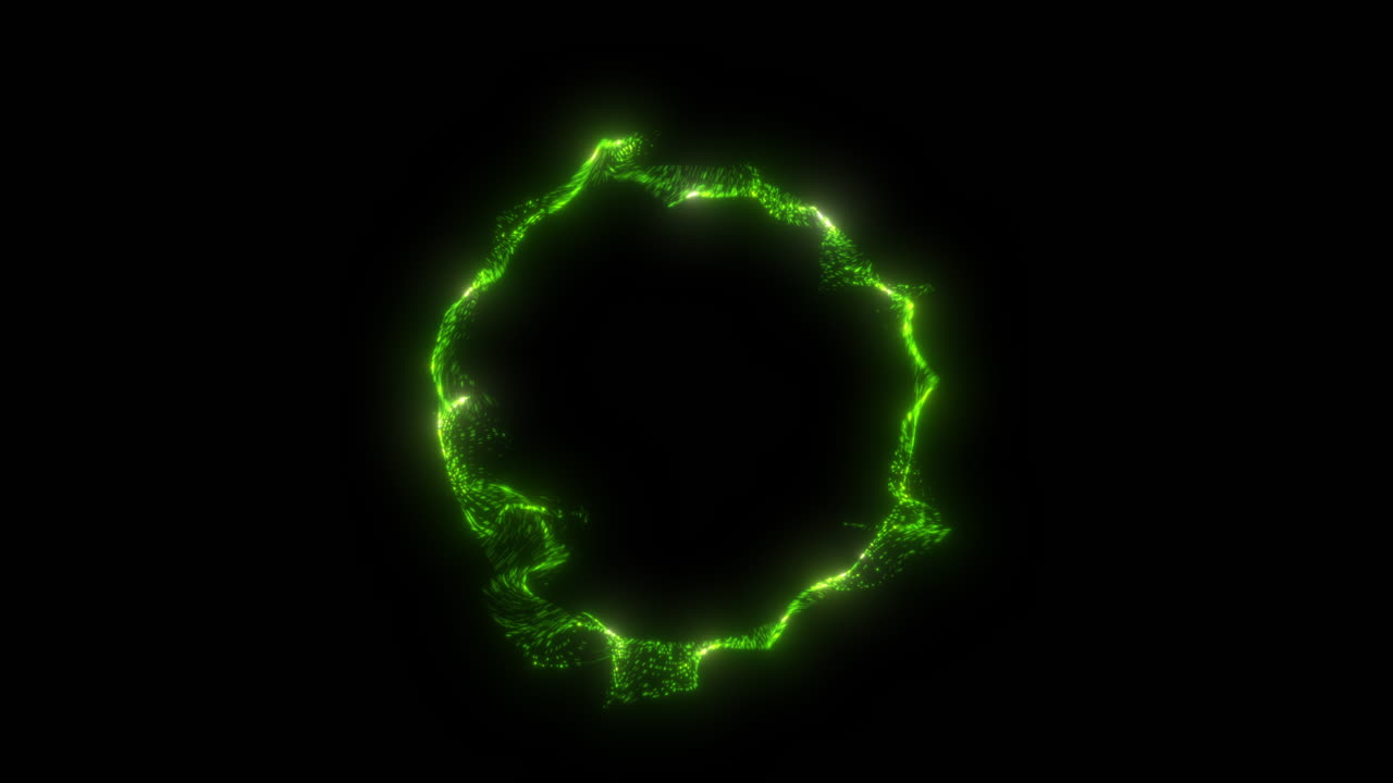 Circle Portal Wormhole Entrance Made of Chaotic Turbulent Red Glowing Particles Interacting on Black Background - 3D Abstract Simulation Animation 4K ProRes