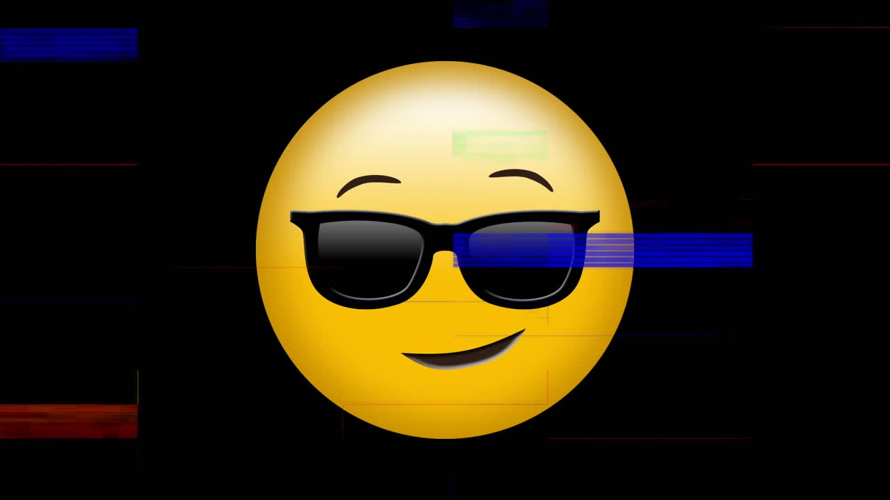 Animation of yellow emoji with glasses