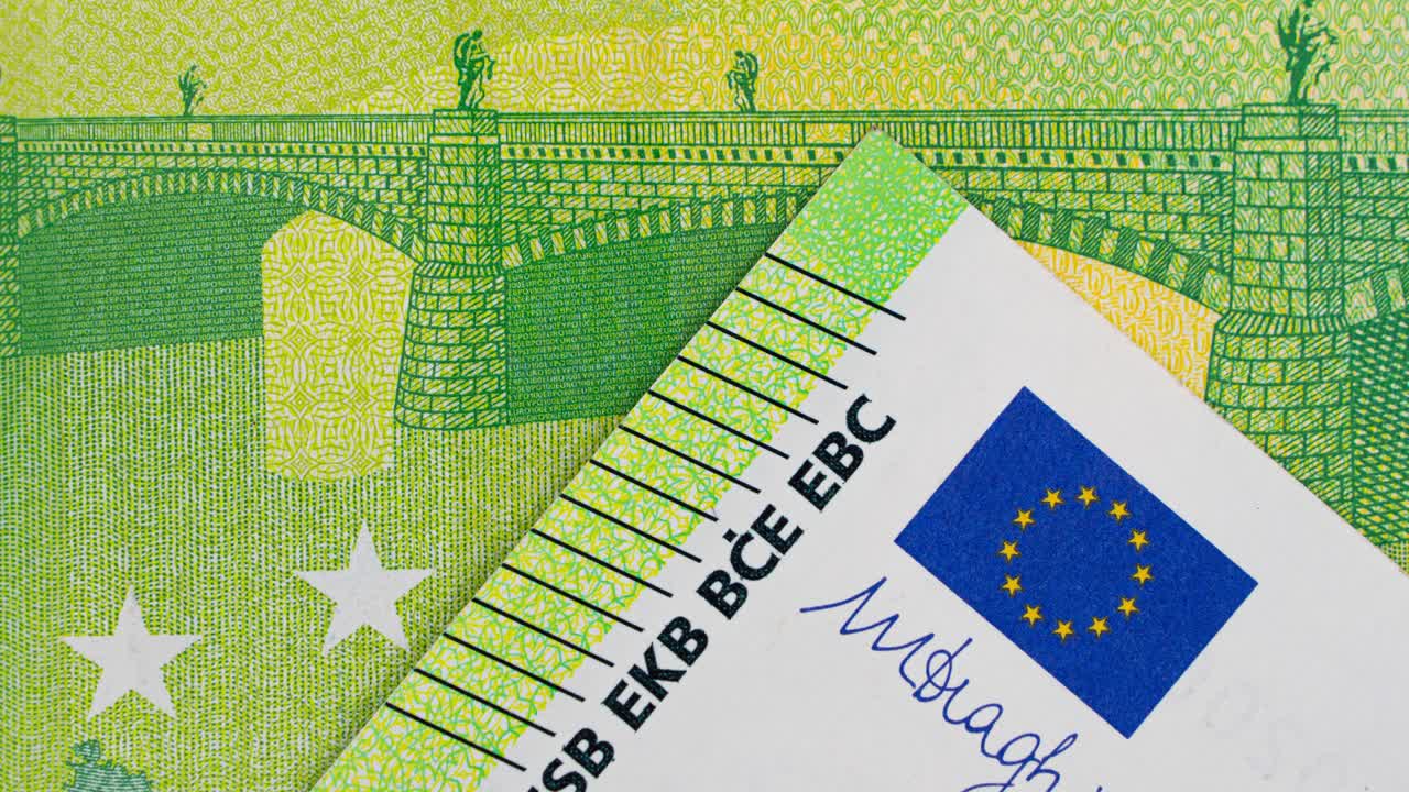 유럽 연합 종이 화폐 지폐 스 모션