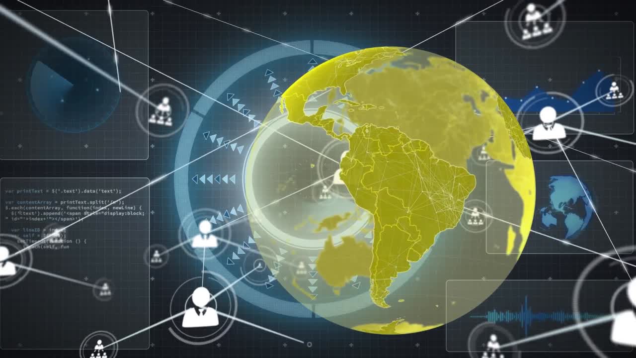 지구의 애니메이션, 데이터 처리 및 연결 네트워크