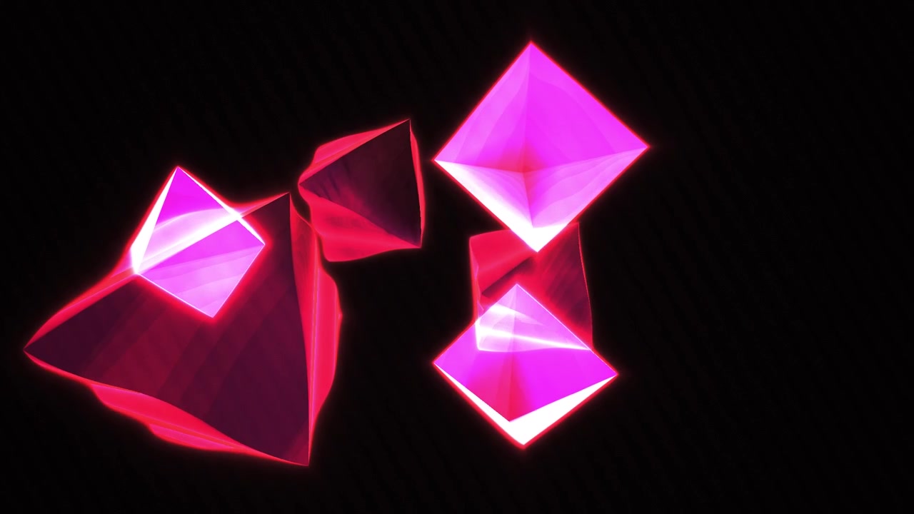 Dynamic Abstract Pink Geometric Shapes with Red Glow