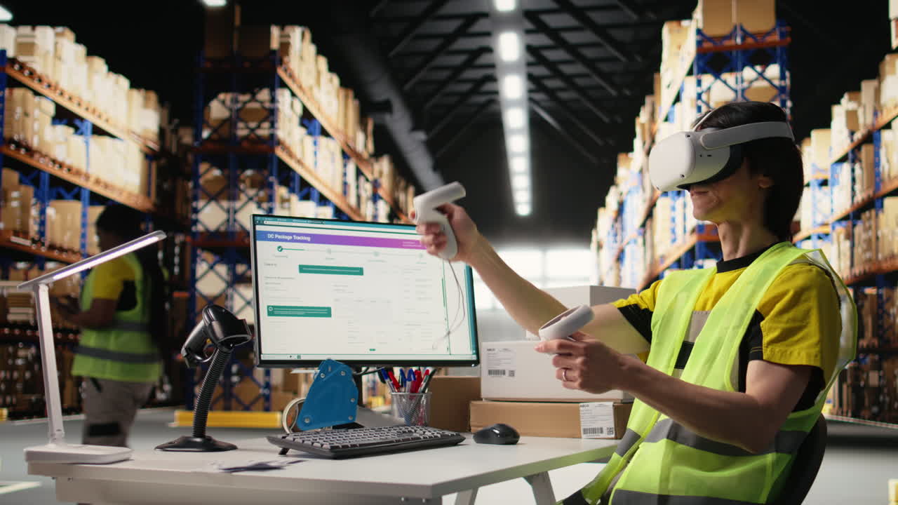 Vertical Video Worker uses a VR headset connected to AI for hands free inventory control
