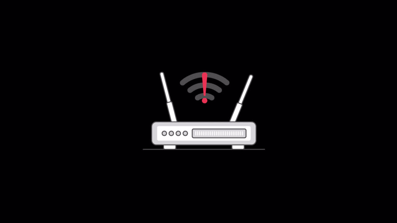 Router Wi-Fi animato che mostra un errore di connessione
