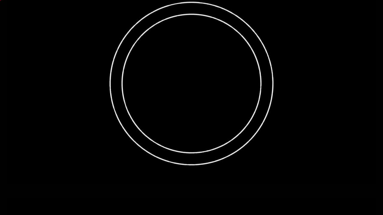 animación de círculos blancos y formas rojas que giran sobre un fondo negro