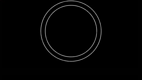 animación de círculos blancos y formas rojas que giran sobre un fondo negro