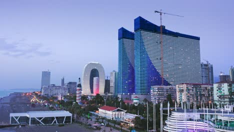 drone view of new residential skyscrapers at modern seaside city of batumi