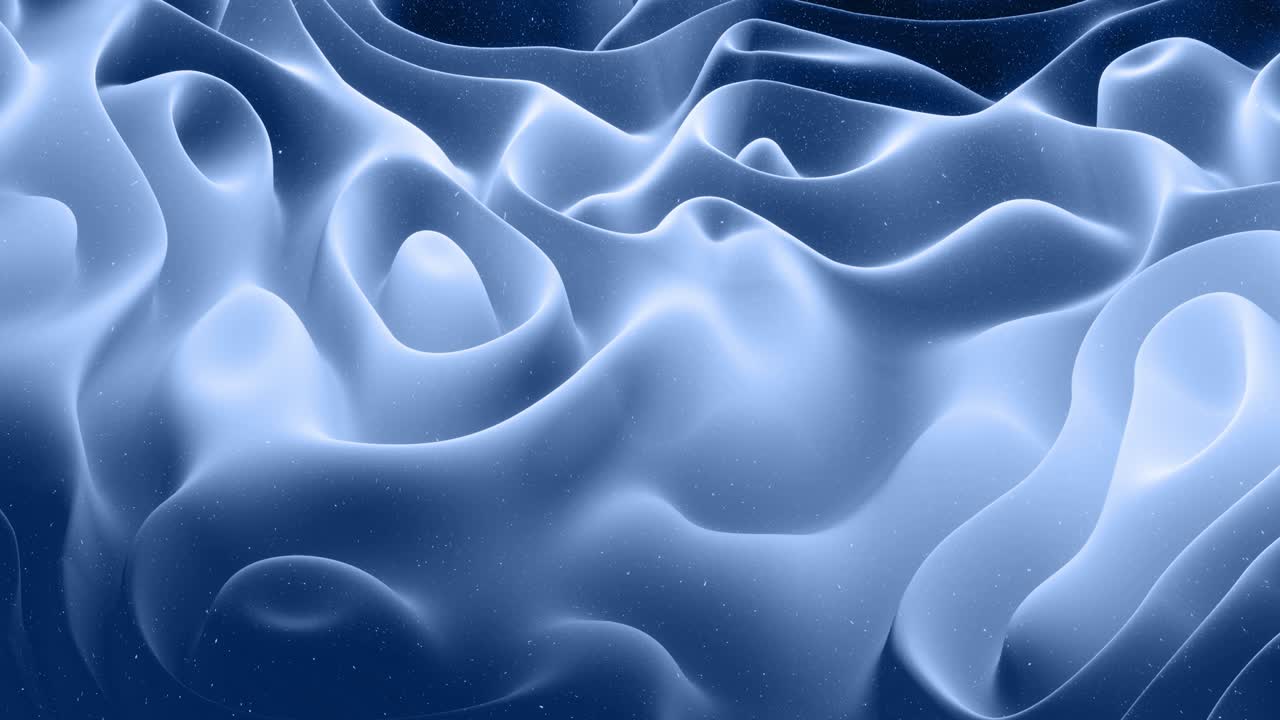 hermosa superficie 3d abstracta con chispas de brillo, ondas 3d abstractas se ejecutan en la superficie en bucle. gradiente gris negro, material mate suave con brillo interno ligero. animación 4k suavemente