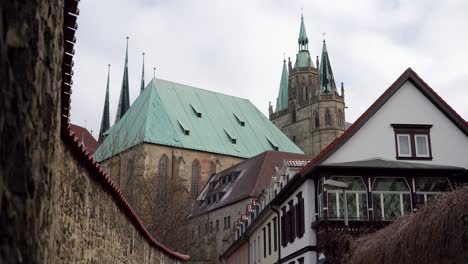 Medieval-Old-Town-of-Erfurt-with-old-Wall-and-Historic-Cathedral-View