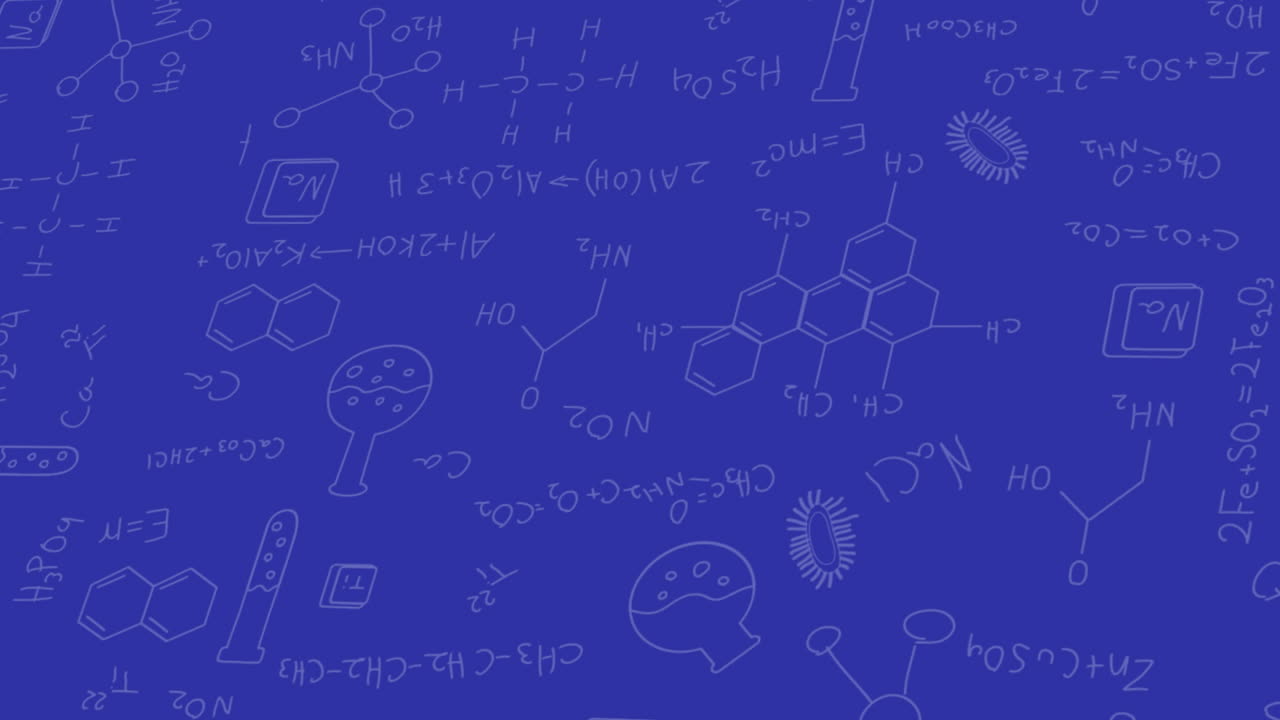 Animation of mathematical data processing over blue background