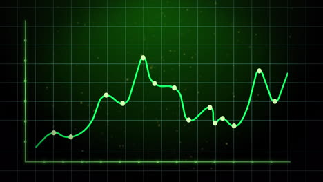 animación del procesamiento de datos estadísticos a través de la red de red contra un fondo de gradiente verde